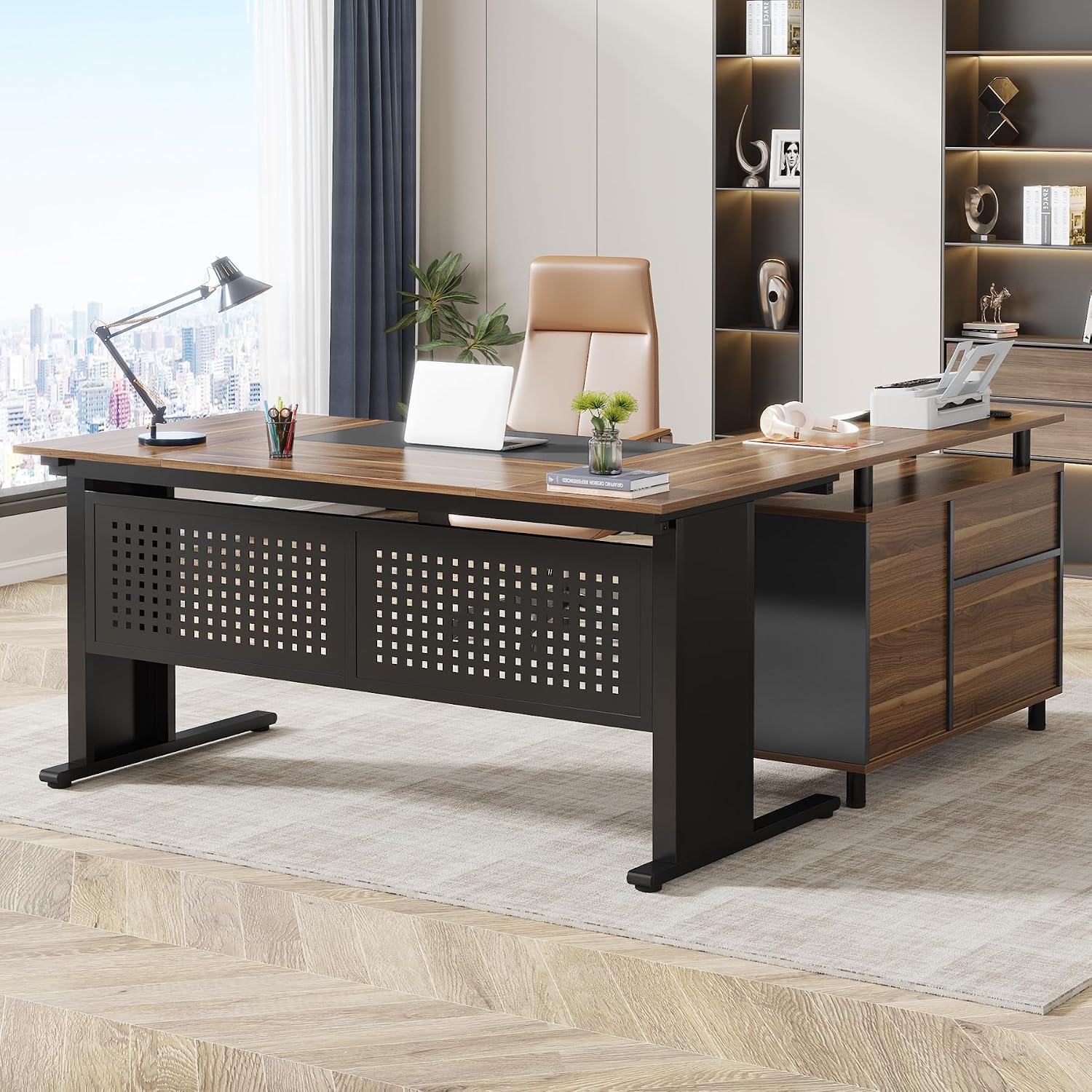 63 Inch L Shaped Executive Des - Office Furniture Filing Cabinets recension och pris
