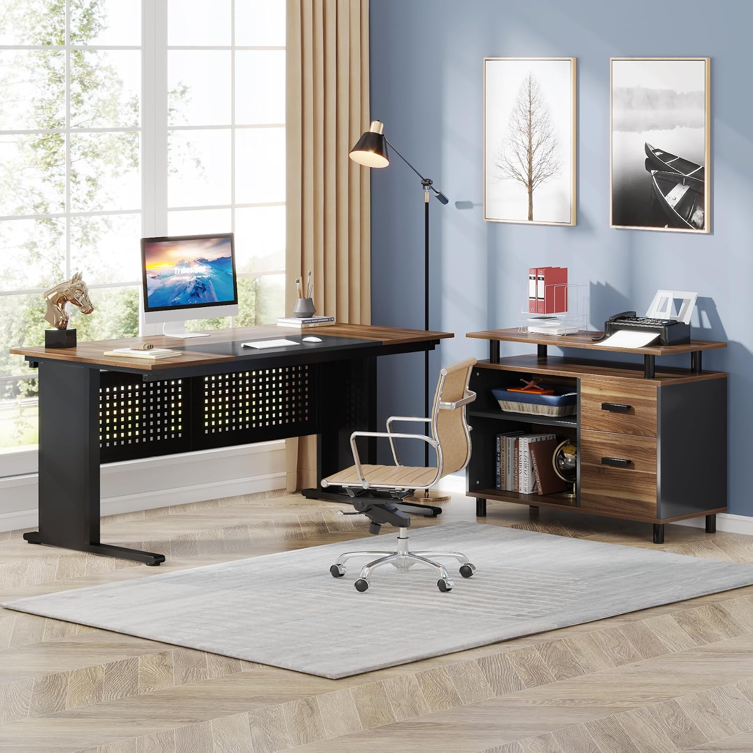 63 Inch L Shaped Executive Des - Office Furniture Filing Cabinets recension och pris