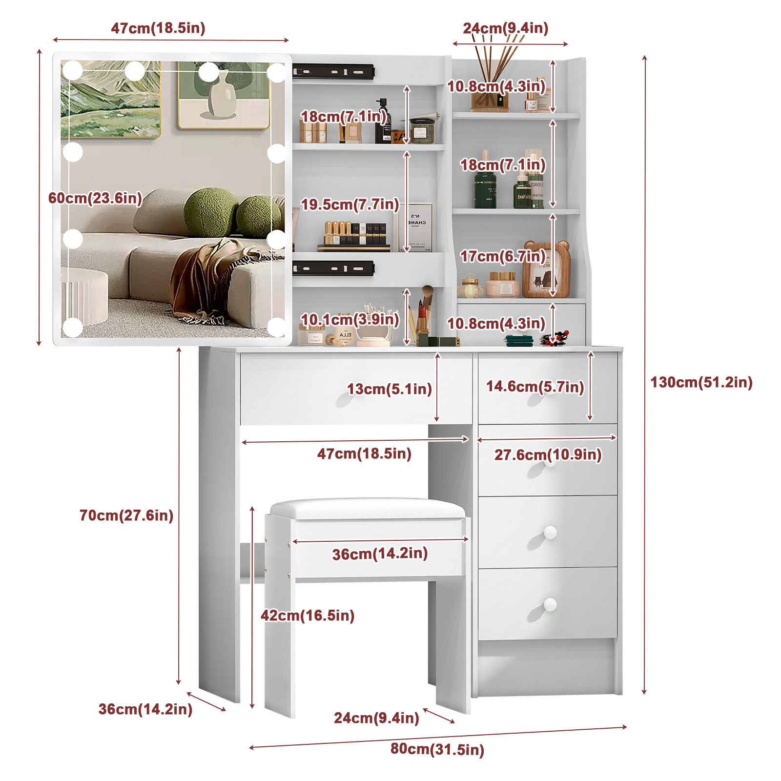 Modern White Bedroom Dressing  - Office X Furniture recension och pris